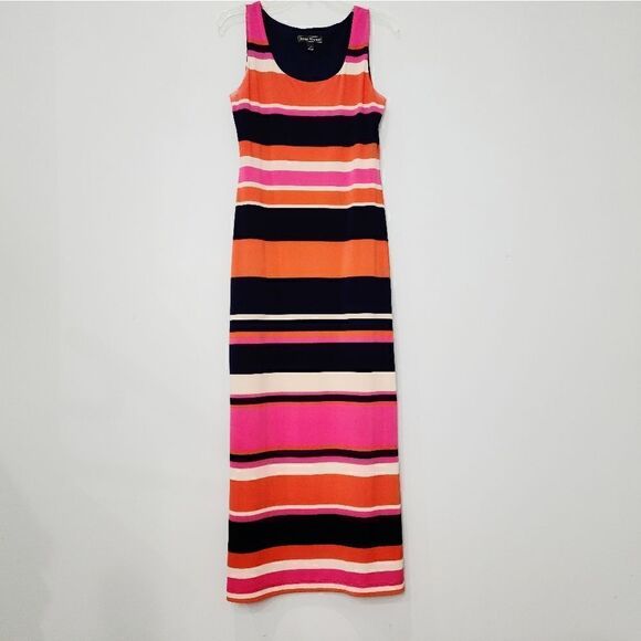 3/$30 JESSICA HOWARD Maxi Stripped Dress Side Slit - Picture 2 of 10